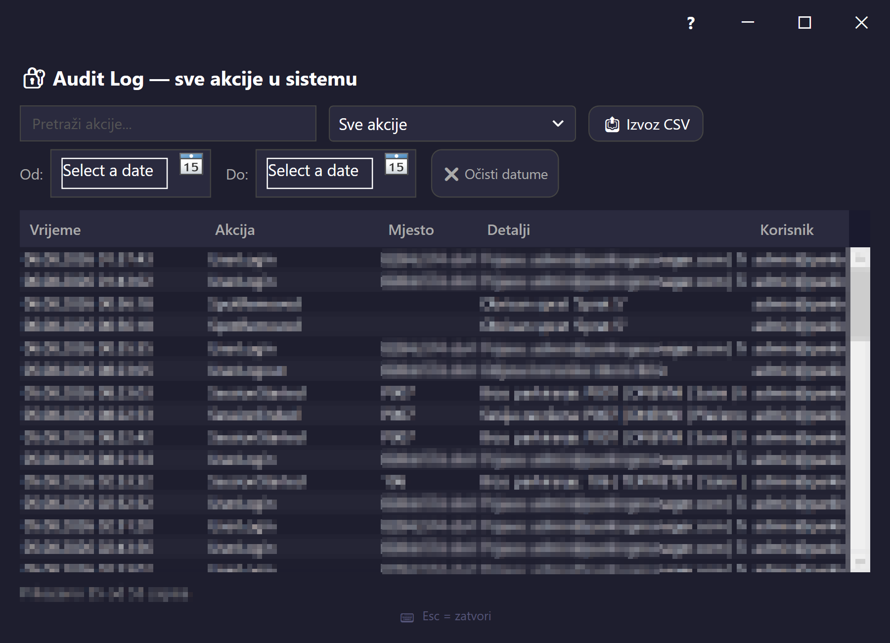 Audit log
