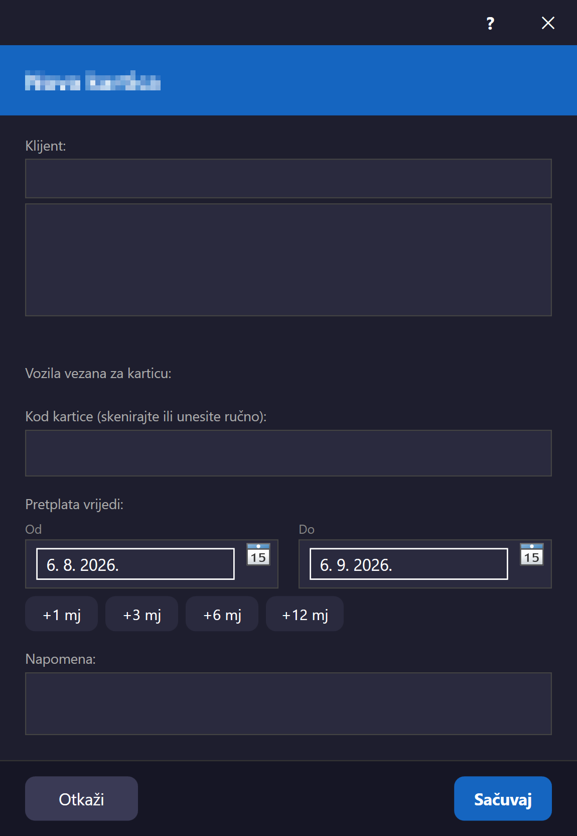 Create / edit card