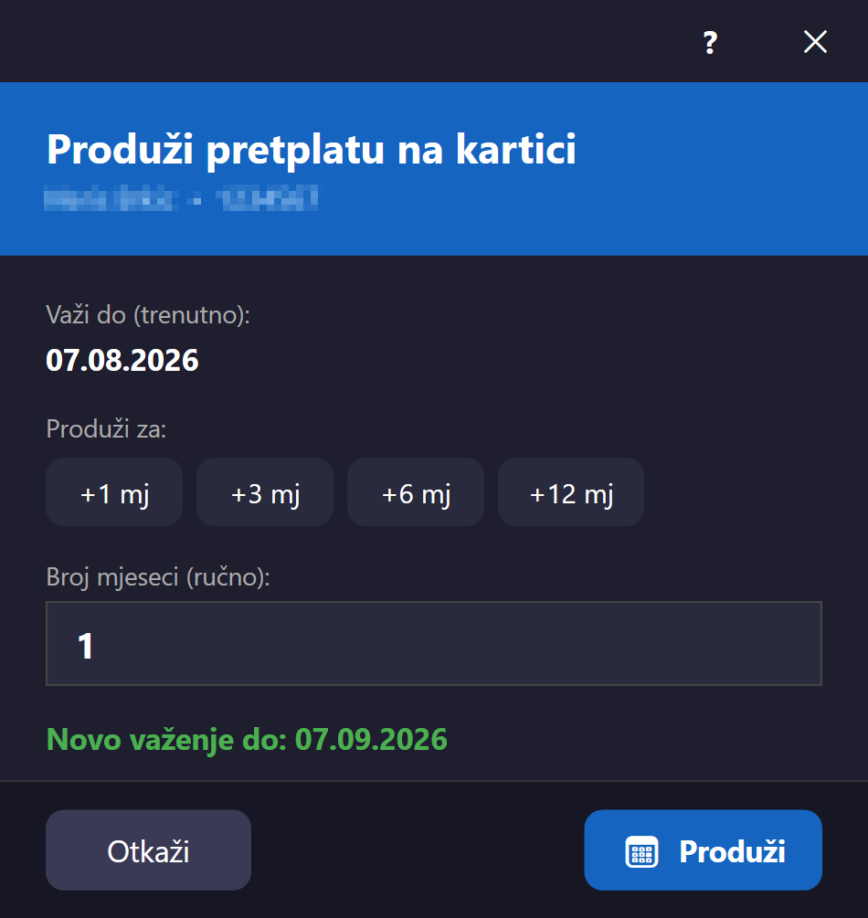 Extend card validity