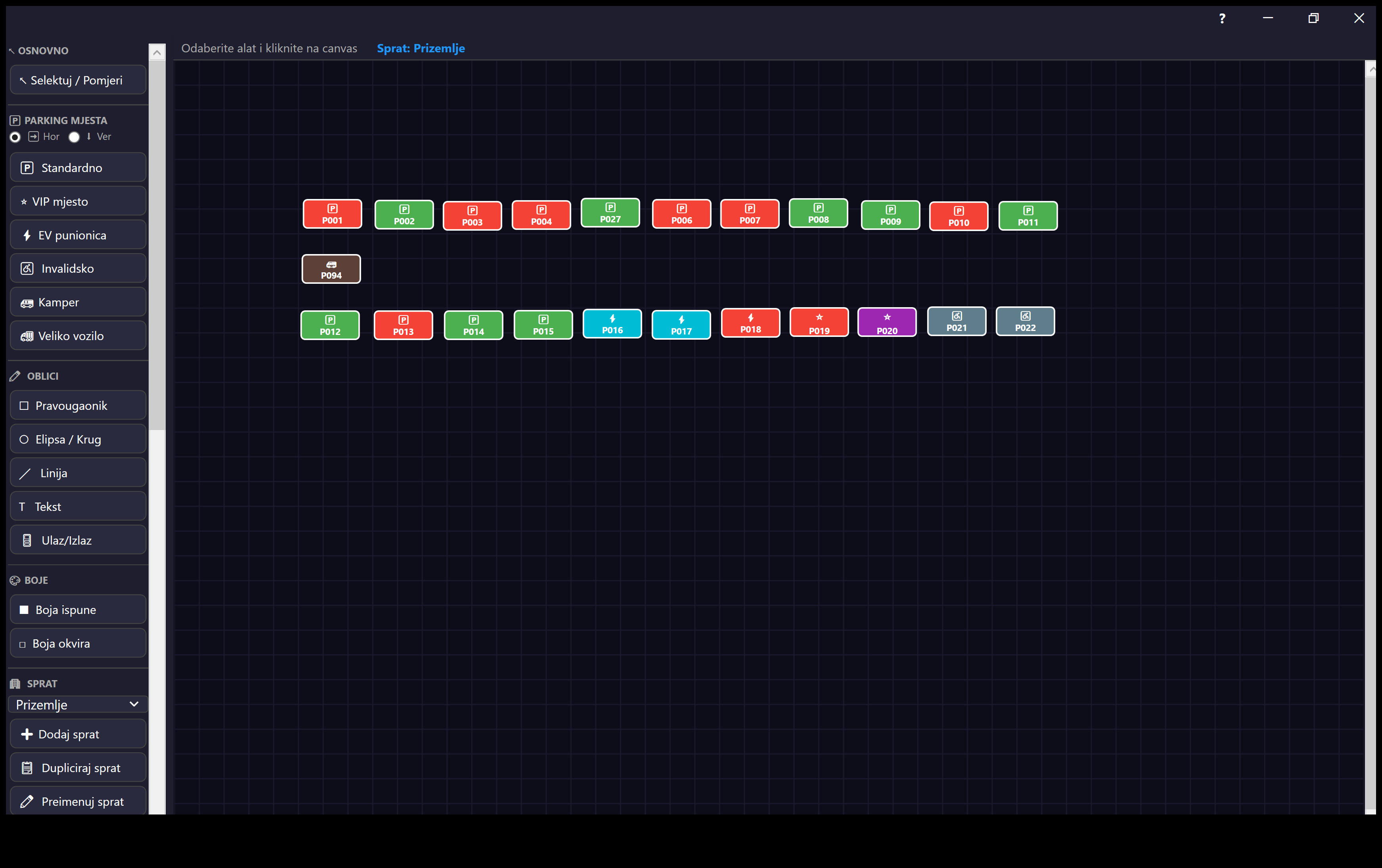 Parking layout editor